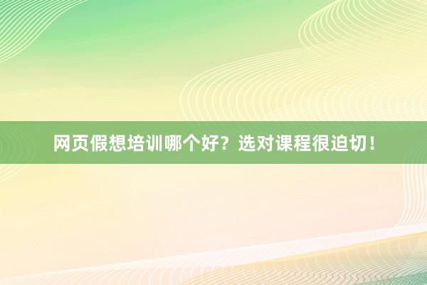 网页假想培训哪个好？选对课程很迫切！
